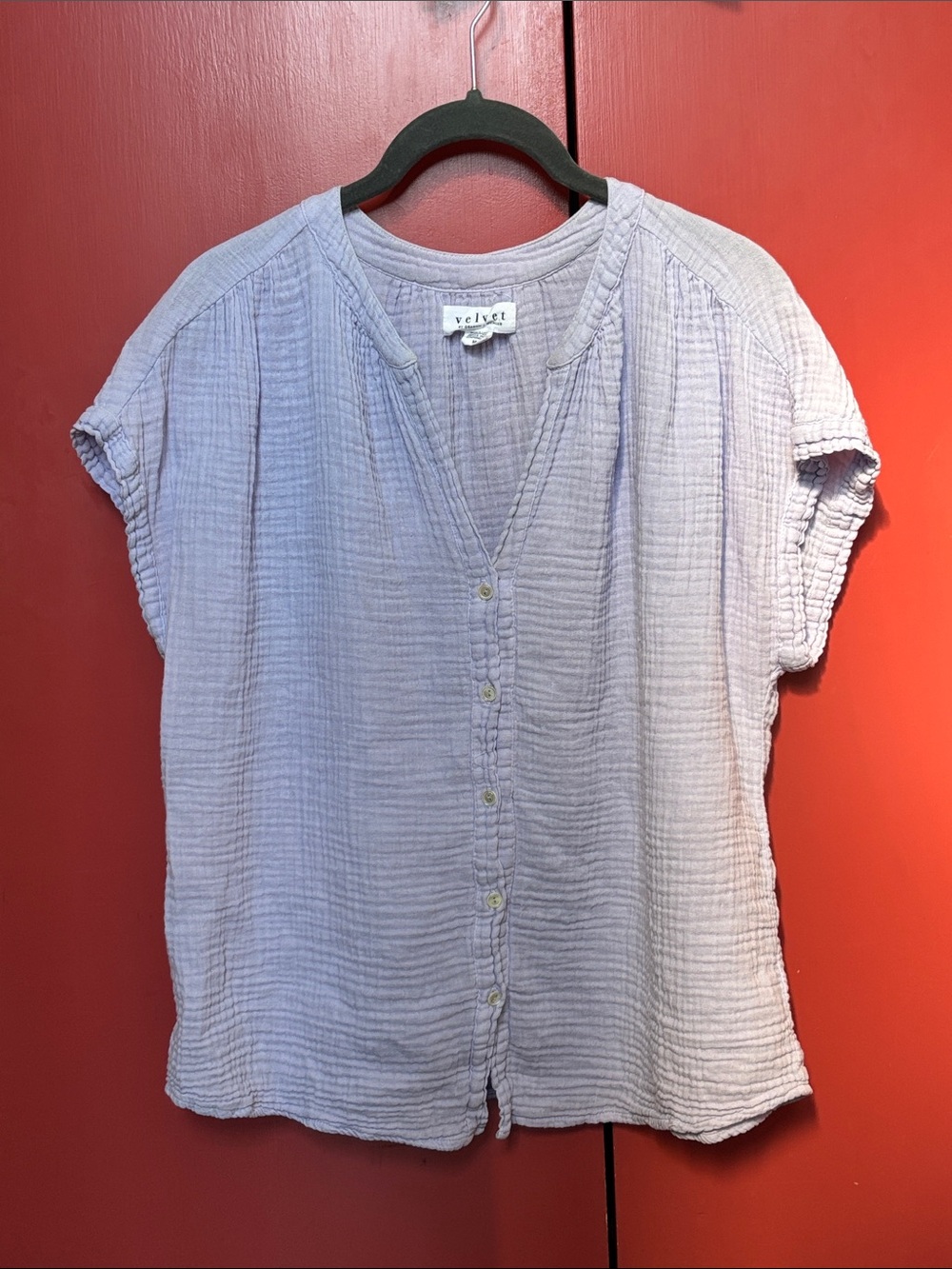 VELVET BY GRAHAM & SPENCER PAMELA COTTON GAUZE BUTTON-UP TOP